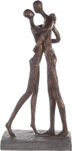 Casablanca by Gilde Decoratief figuur Sculptuur Cuddle bronskleurig grijs Decoratief object hoogte 32 cm paartje met teksthanger woonkamer (1 stuk)
