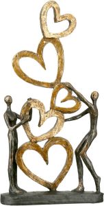 Casablanca by Gilde Decoratief figuur Sculptuur hart op hart goud zwart Decoratief object hoogte 41 woonkamer (1 stuk)