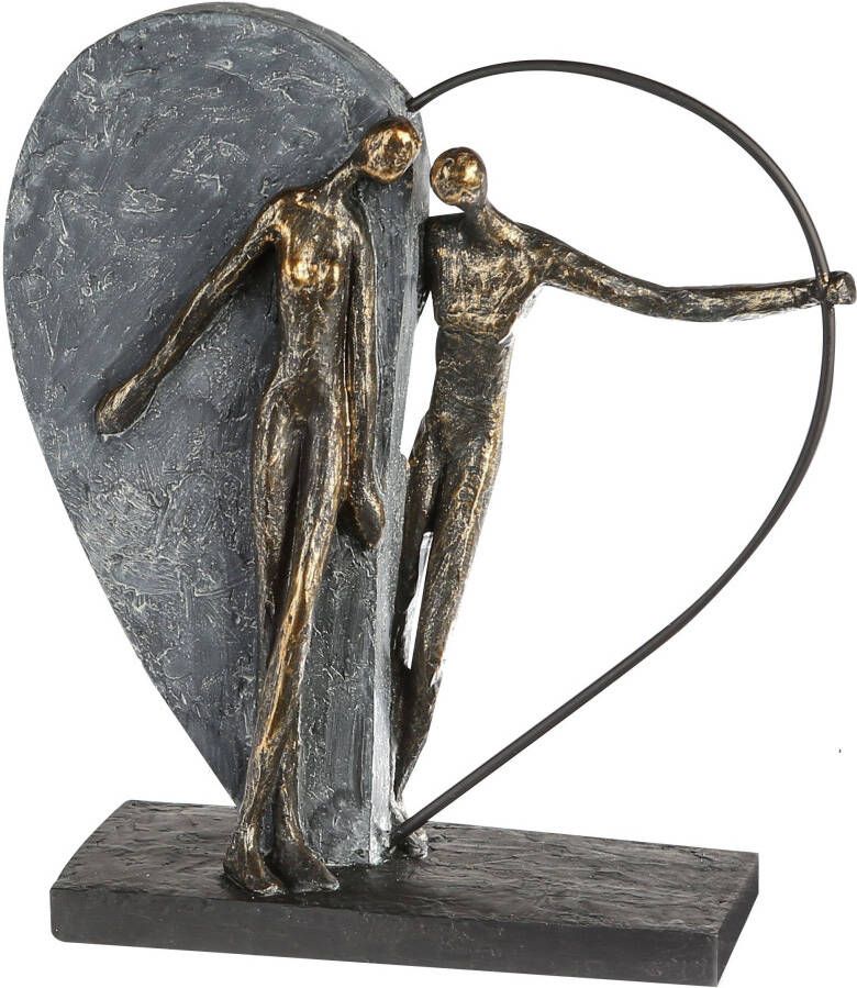 Casablanca by Gilde Decoratief figuur Sculptuur hartklopping bronskleurig grijs (1 stuk)