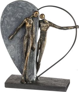 Casablanca by Gilde Decoratief figuur Sculptuur hartklopping bronskleurig grijs Decoratief object hoogte 31 cm woonkamer (1 stuk)