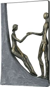 Casablanca by Gilde Decoratief figuur Sculptuur Holding Hands bronskleurig grijs Decoratief object hoogte 37 cm paartje met teksthanger woonkamer (1 stuk)