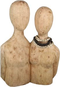 Casablanca by Gilde Decoratief figuur Sculptuur pair naturel Decoratief object van hout hoogte 37 cm woonkamer (1 stuk)