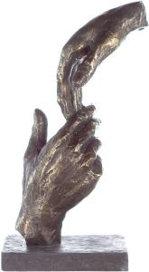 Casablanca by Gilde Decoratief figuur Sculptuur two Hands bronskleurig grijs Decoratief object hoogte 29 cm handen met teksthanger woonkamer (1 stuk)