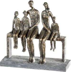 Casablanca by Gilde Decoratief figuur Sculptuur We are family bronskleurig grijs Decoratief object hoogte 26 cm gezin met teksthanger woonkamer (1 stuk)
