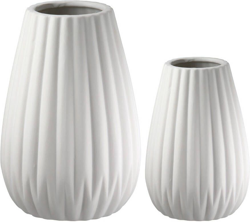 Casablanca by Gilde Tafelvaas 2-delig set vaas Piega wit H.17 cm (1 stuk)