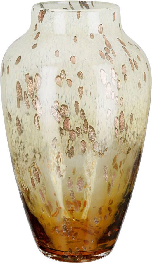 Casablanca by Gilde Tafelvaas Ambrosio decoratieve vaas van glas met stippen en gouden glitter hoogte ca. 34 cm (1 stuk)