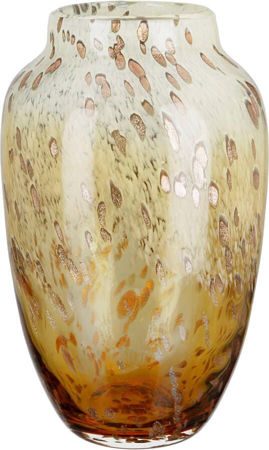 Casablanca by Gilde Tafelvaas Ambrosio decoratieve vaas van glas met stippen en gouden glitter hoogte ca. 29 cm (1 stuk)