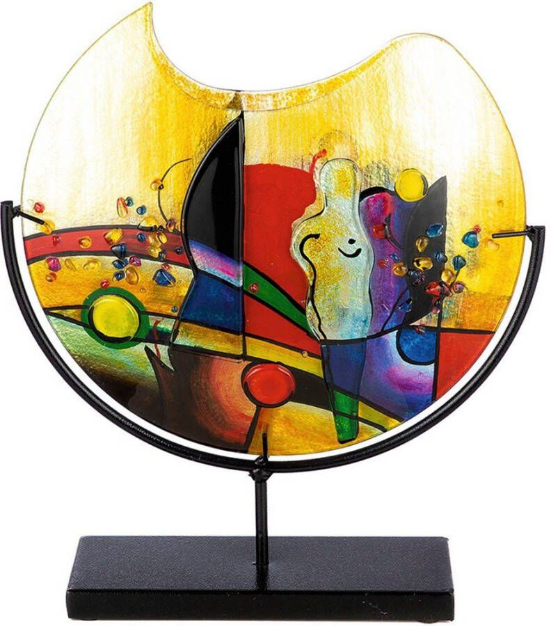 Casablanca by Gilde Tafelvaas Silhouette decoratieve vaas van glas met zwarte metalen voet hoogte 38 cm (1 stuk)