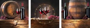 Conni Oberkircher´s Beeld met klok Wine Barrels wijnglazen en vaten met decoratieve klok keuken genot (set)