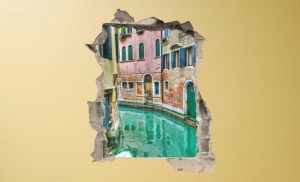 Conni Oberkircher´s Wandfolie 3 D sticker beton Venice Alley Venetië Waterweg vakantie Italië Adria