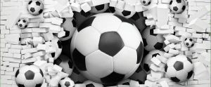 Consalnet Fotobehang 3D-voetballen Steenrood voor kinder- en tienerkamer