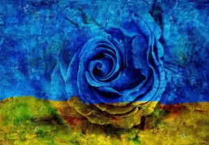 Consalnet Papierbehang Blauw-Gele roos