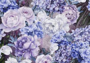 Consalnet Papierbehang Blauwe bloemen mix