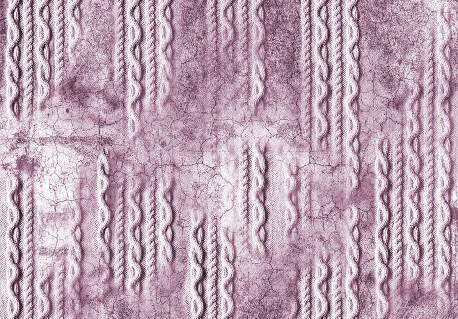 Consalnet Papierbehang Vlechtwerk op beton roze