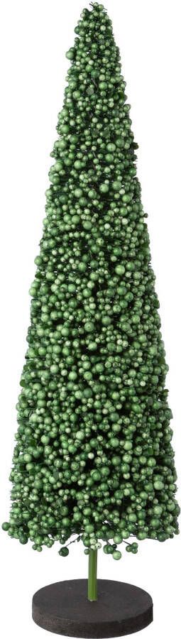 Creativ deco-boom Kerst versiering op hoogwaardige houten basis met parels versierd hoogte 50 cm (1 stuk)