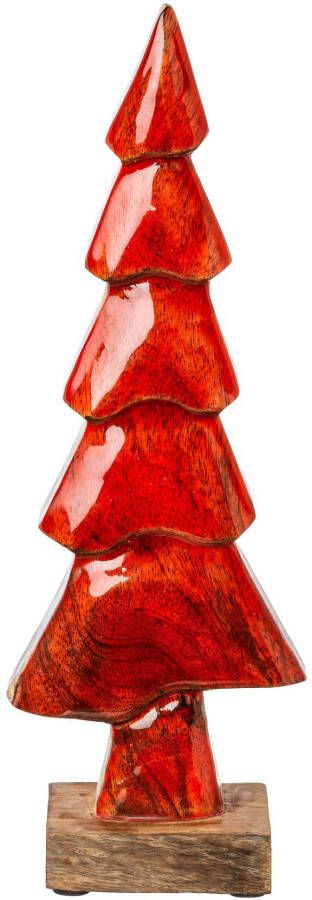Creativ deco-boom Kerstversiering rood met emaille glitterafwerking (2 stuks)