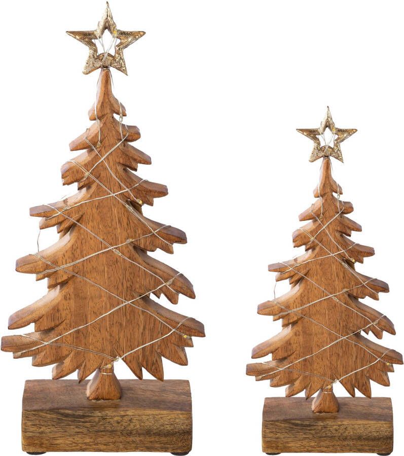 Creativ deco Decoratief figuur LUMEN decoratief object kerstboom (set 2 stuks)