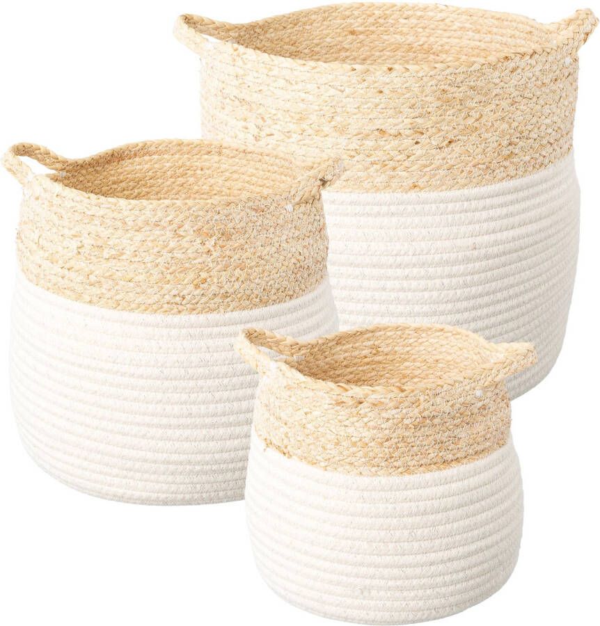 Creativ deco Opbergmand 3 maten stapelbaar: 20x20 cm 25x25 cm 30x30 cm (set 3 stuks)