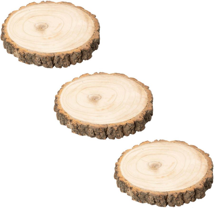 Creativ deco Sierbord Kerst versiering Natuurlijke houten schijf elk artikel heeft een unieke nerf (3 stuks)