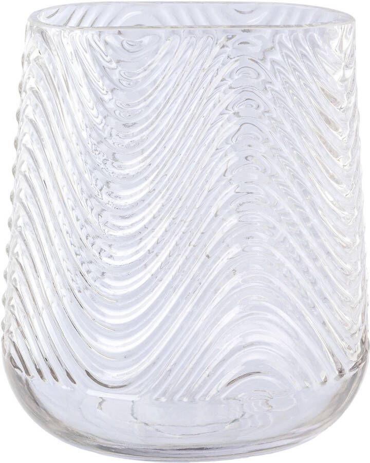 Creativ deco Tafelvaas Vase aus Glas mit Relief-Struktur-Oberfläche ovaal hoogte ca. 21 cm (1 stuk)
