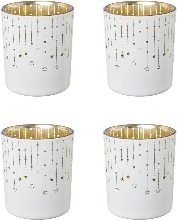 Creativ deco Waxinelichthouder Kerst versiering met gouden binnenkant (4 stuks)