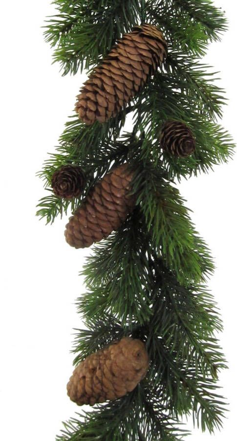 Creativ deco Winterse kunstplant Kerstversiering kerstguirlande Guirlande met dennenappels lengte 180 cm