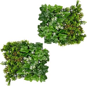 Creativ green Kunst-potplanten Bladermat buxus-Efeumix set van 2 (2 stuks)
