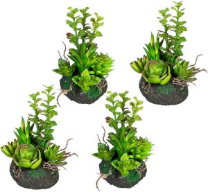 Creativ green Kunst-potplanten Vetplanten-arrangement set van 4 (4 stuks)