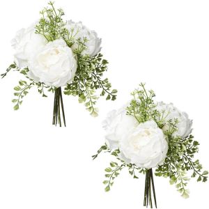 Creativ green Kunstbloem Pioenrozen boeket in een set van 2 (2 stuks)