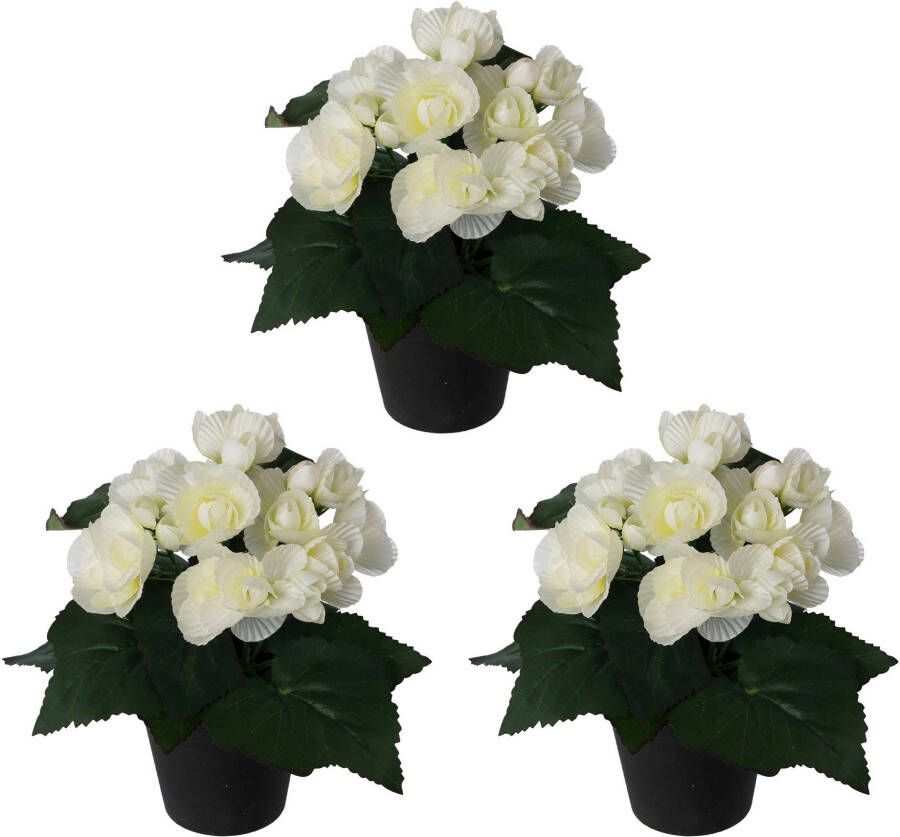 Creativ green Kunstplant Begonia set van 3 (3 stuks)