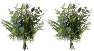 Creativ green Winterse kunstplant Kerst versiering (2 stuks)
