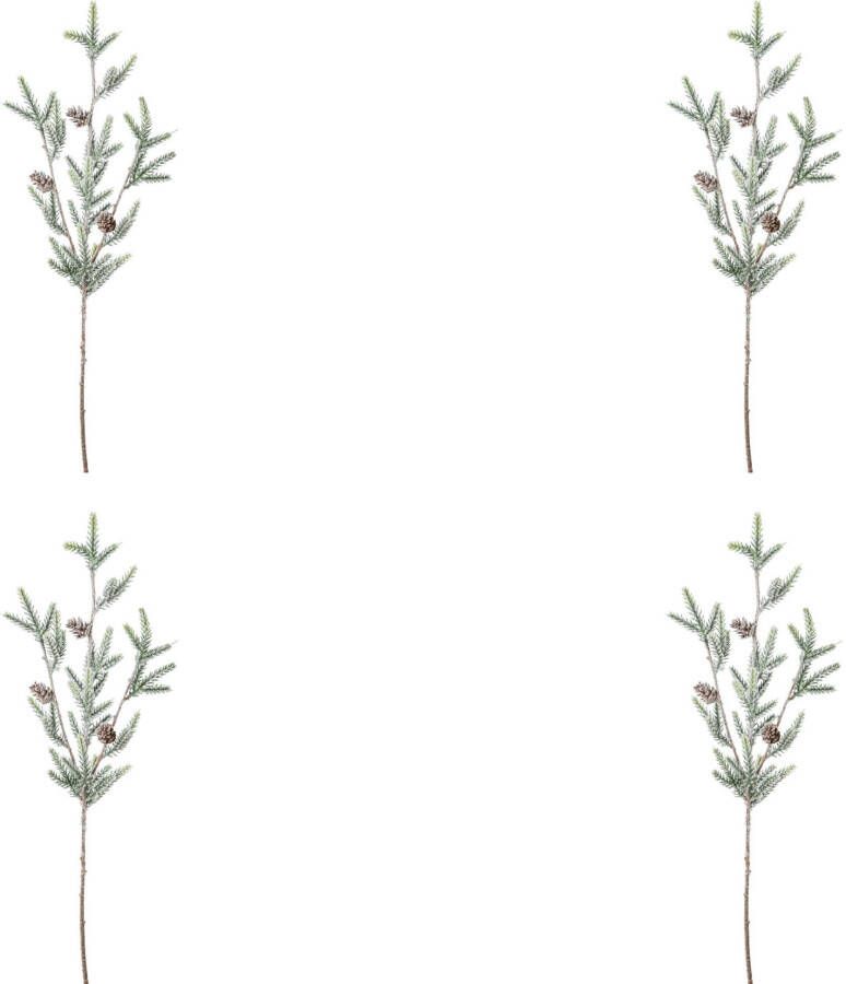 Creativ green Winterse kunstplant Kerst versiering Mini-ficht tak in besneeuwde look 4-delige set (4 stuks)