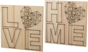 Creativ home Artprint op hout Wanddecoratie van hout met een opschrift (set 2 stuks)