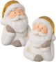 Creativ home Kerstman Kerst versiering van keramiek hoogte ca. 14 5 cm (set 2 stuks) - Thumbnail 1