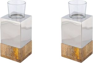 Creativ home Waxinelichthouder Kerzenhalter Tower (set 2 stuks)