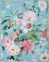 Descanso Plaid Fungi Zeer zacht knuffeldeken 130x160 cm omkeerbaar bloemen groen turquoise - Thumbnail 1