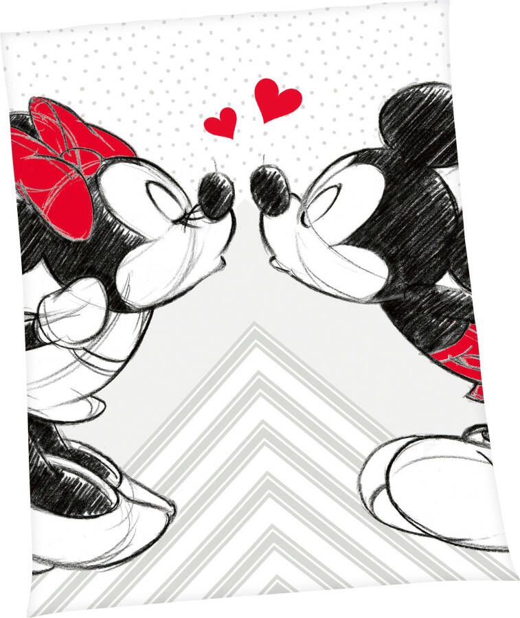 Disney Deken ´s Mickey en Minnie Mouse met liefdevol motief knuffeldeken