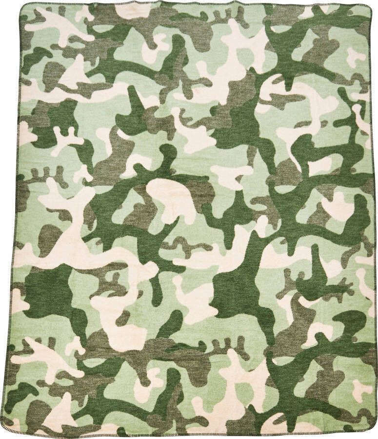 Done. Deken Camouflage Deken met insluitende siernaad knuffeldeken