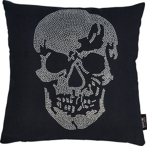 Done. Sierkussen Stone Skull met doodskopapplicatie kussenovertrek met vulling per stuk (1 stuk)