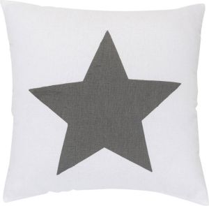 ELBERSDRUCKE Sierkussen BIG star 07 grijs- wit Ritssluiting met vulling ster gedessineerd (1 stuk)