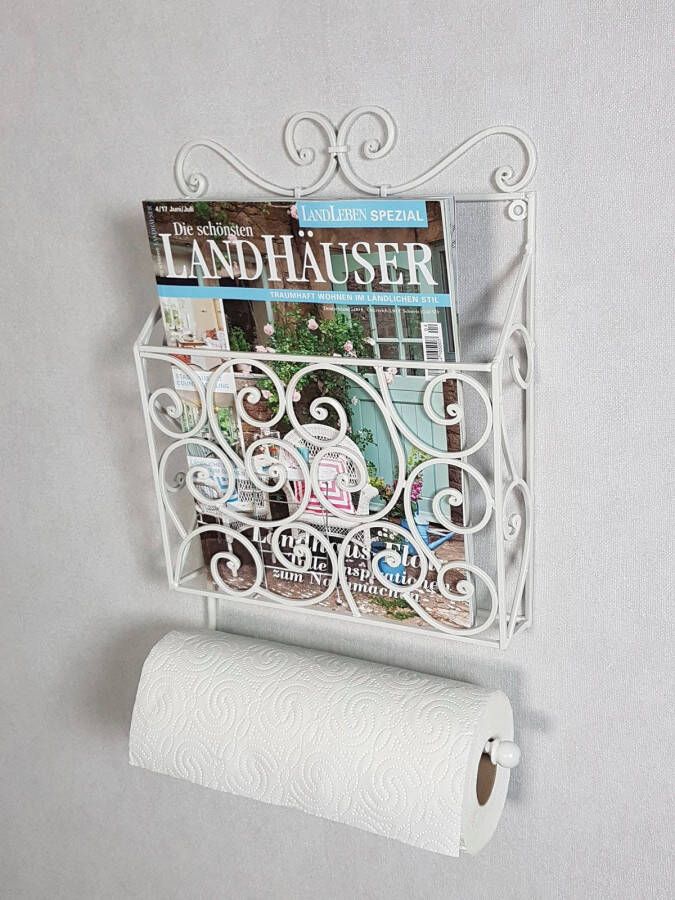 Ambiente Haus Decoratief wandrek Kranten- toiletrolhouder wit (1 stuk)