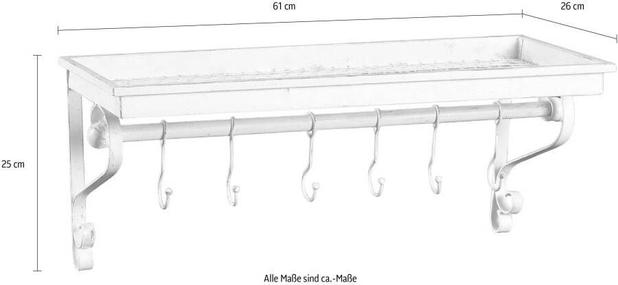 Ambiente Haus Kapstok met plank antiek wit handwerk
