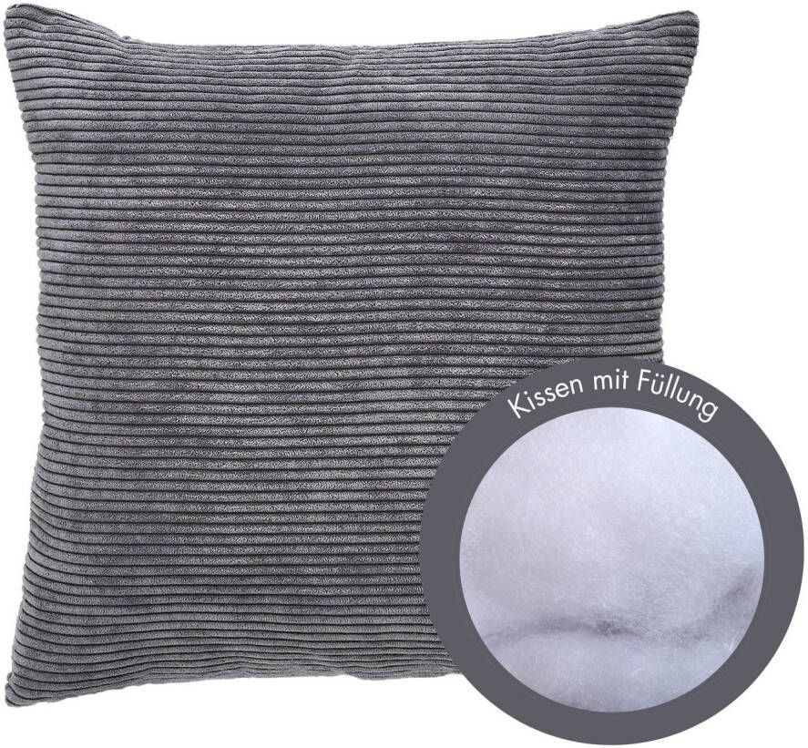 Andiamo Sierkussen Cord kussen Emy kussenhoes met vulling Sierkussens vierkant 40x40 of 30x50 cm ook verkrijgbaar als 4-delige set (1 stuk)