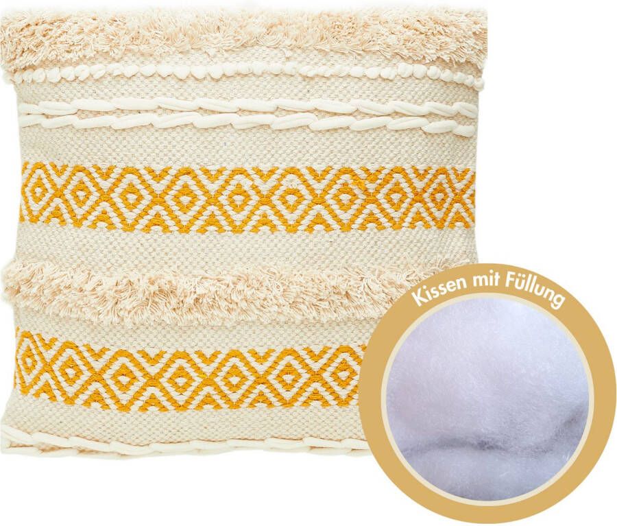 Andiamo Sierkussen Livia Etnisch patroon gestreept kussenhoes met vulling vierkant 45x45 cm (1 stuk)