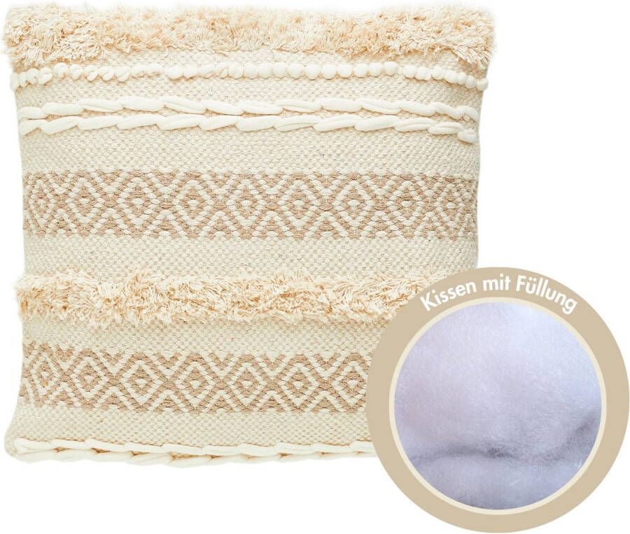 Andiamo Sierkussen Livia Etnisch patroon gestreept kussenhoes met vulling vierkant 45x45 cm (1 stuk)