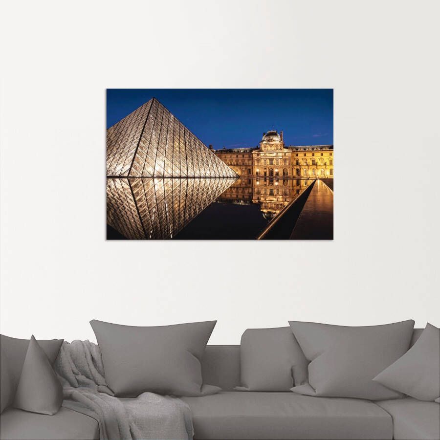 Artland Aluminium dibond print Glazen piramide Musée du Louvre Parijs geschikt voor binnen en buiten buitenafbeelding