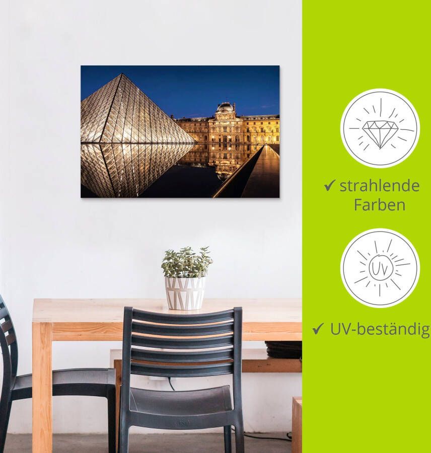 Artland Aluminium dibond print Glazen piramide Musée du Louvre Parijs geschikt voor binnen en buiten buitenafbeelding