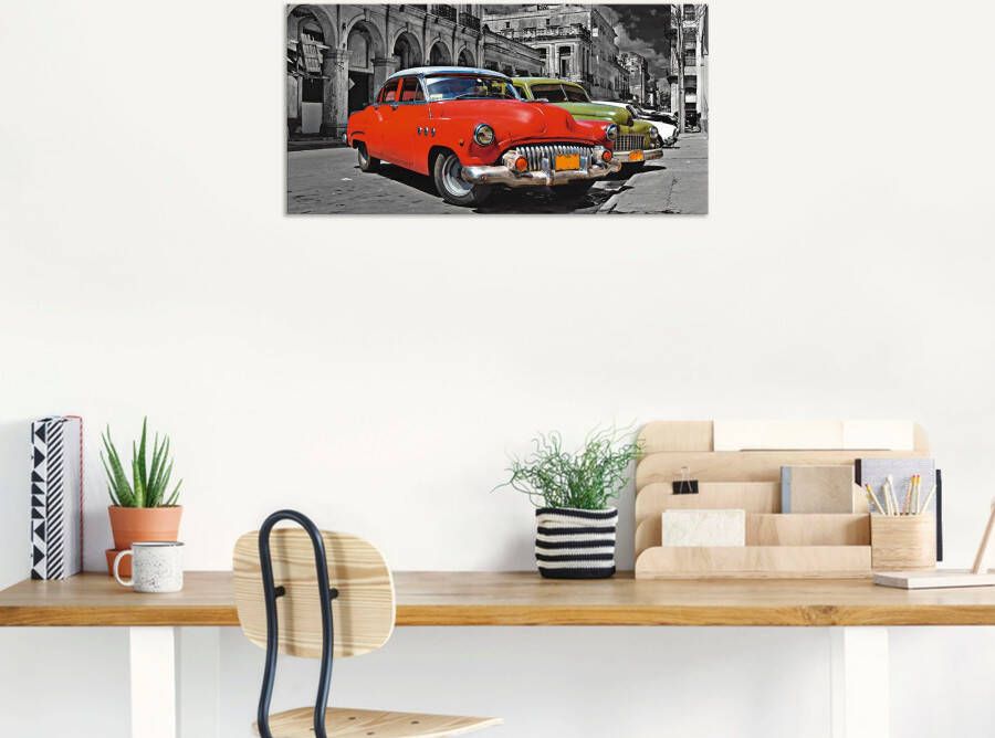 Artland Artprint Aanzicht van kleurrijke havanna auto s als artprint van aluminium artprint op linnen muursticker verschillende maten