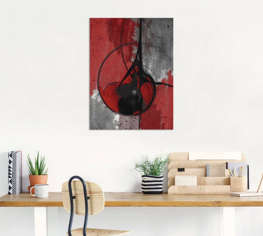 Artland Artprint Abstract in rood en zwart als artprint van aluminium artprint voor buiten artprint op linnen poster in verschillende maten. maten