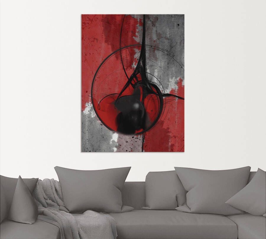 Artland Artprint Abstract in rood en zwart als artprint van aluminium artprint voor buiten artprint op linnen poster in verschillende maten. maten